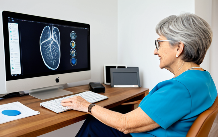 A kind, professional female occupational therapist, fully clothed in a modest business casual outfit, is seated at a clean, modern desk in a well-lit home office. She is looking at a computer screen, engaged in a tele-rehabilitation session. On the screen, a fully clothed elderly female patient, dressed in appropriate attire, is visible in her tidy living room, demonstrating an activity. The image emphasizes the human connection through technology, featuring perfect anatomy, correct proportions, well-formed hands, and natural body proportions. The scene is professionally lit, high-quality photography, safe for work, appropriate content, family-friendly.