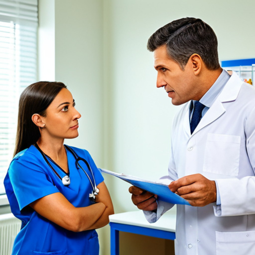 **

"An occupational therapist, fully clothed in professional attire, explaining a medical chart to a patient in a brightly lit clinic room. The patient is listening attentively. Safe for work, appropriate content, perfect anatomy, natural proportions, professional scene, modest setting, family-friendly."

**