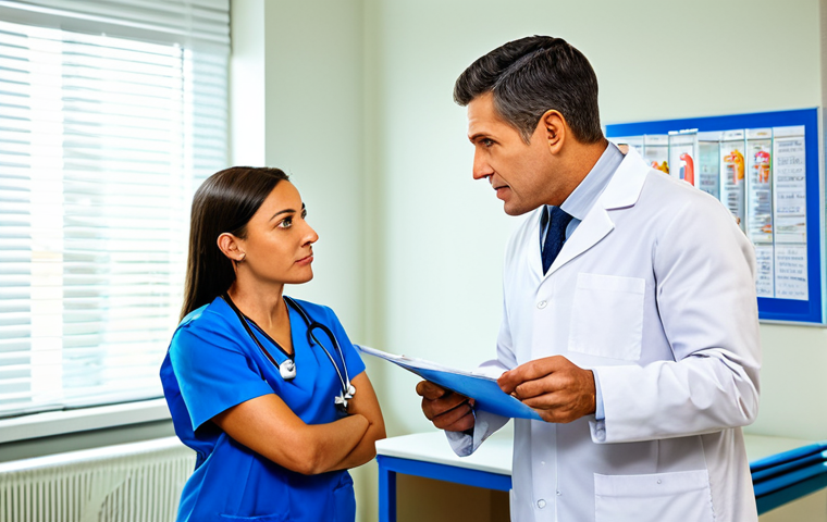 **
"An occupational therapist, fully clothed in professional attire, explaining a medical chart to a patient in a brightly lit clinic room. The patient is listening attentively. Safe for work, appropriate content, perfect anatomy, natural proportions, professional scene, modest setting, family-friendly."
**