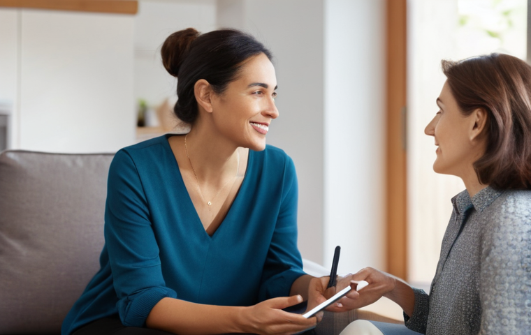 작업치료사의 환자 맞춤형 치료 계획 - **Collaborative Occupational Therapy Session in a Modern Living Room:**
"A warmly lit, inviting ...
