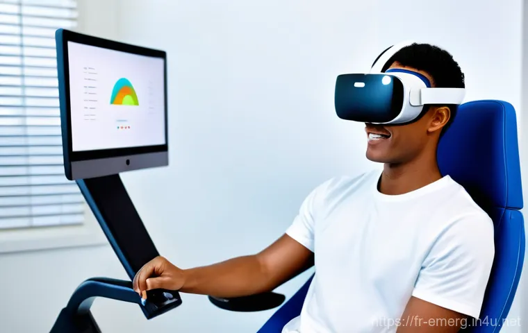 작업치료사의 최신 재활 도구 사용 사례 - Image Prompt 1: Immersive Virtual Reality for Cognitive Rehabilitation** 작업치료사의 최신 재활 도구 사용 사례 - Image Prompt 1: Immersive Virtual Reality for Cognitive Rehabilitation**