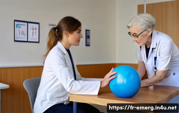 작업치료사의 자격증 시험 후 경험 - A young occupational therapist in a modern French clinic setting, wearing professional attire and a ...