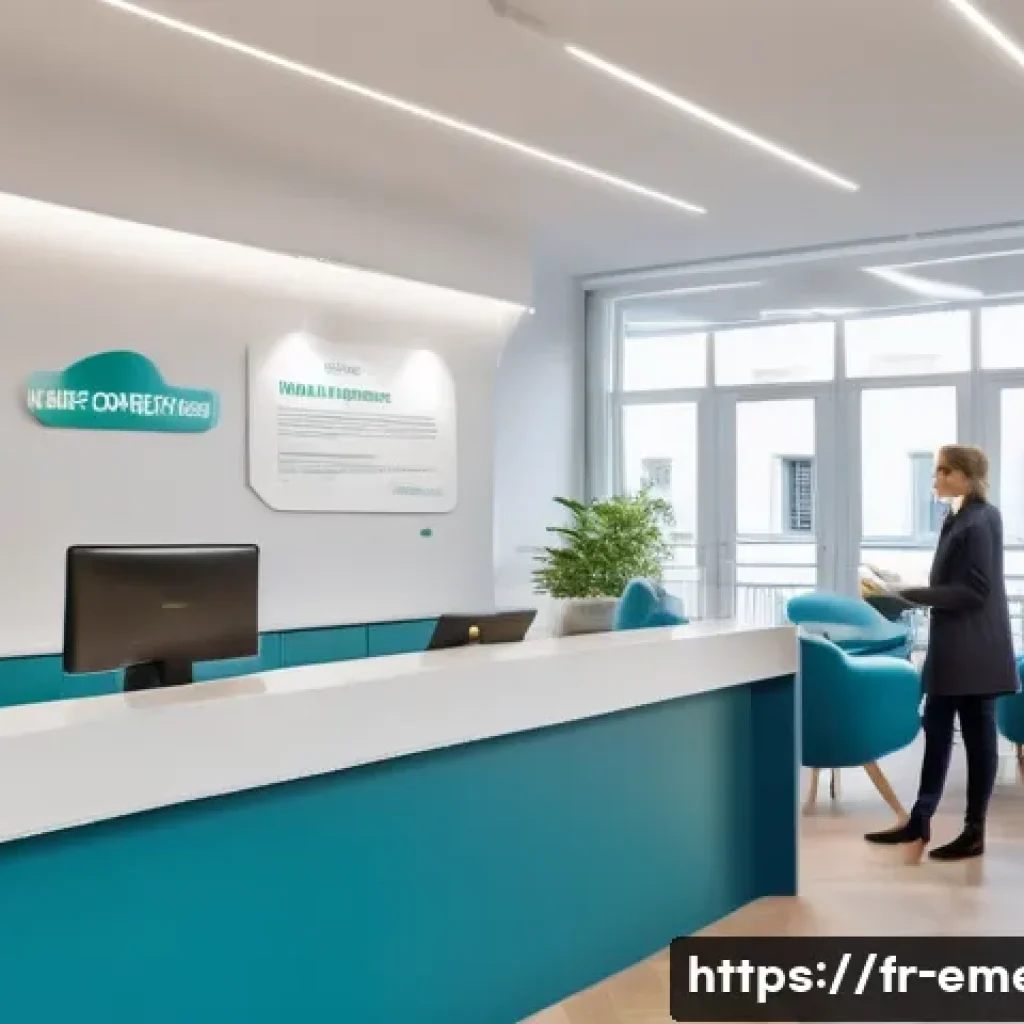 작업치료사의 비즈니스 기술 개발 - A modern occupational therapy clinic reception area in France, bright and welcoming with contemporar...