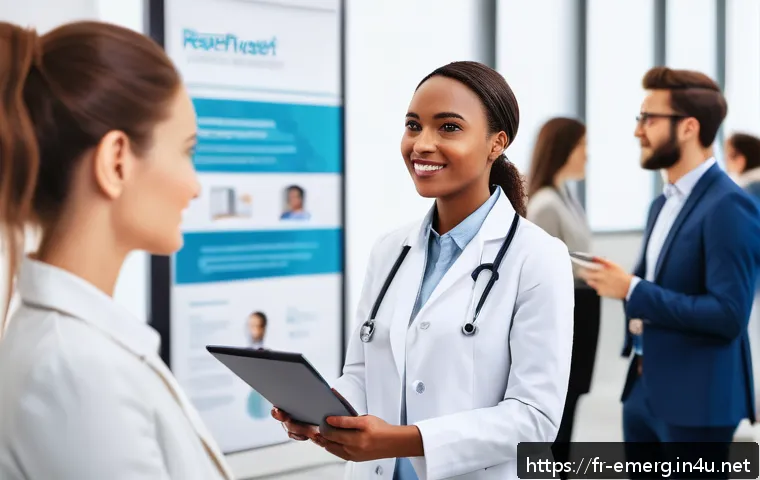 작업치료사의 취업 박람회 활용법 - A professional occupational therapist in a modern conference setting, wearing smart business casual ...