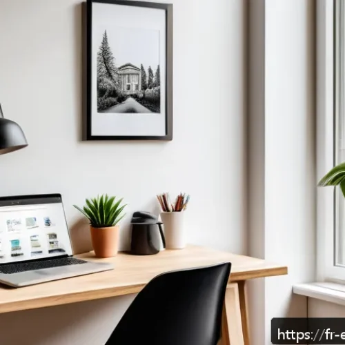 작업치료사의 자가 학습 관리법 - A bright, cozy home study corner designed for focused learning, featuring a clean wooden desk with a...