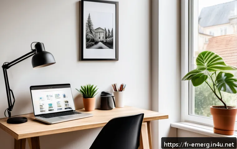 작업치료사의 자가 학습 관리법 - A bright, cozy home study corner designed for focused learning, featuring a clean wooden desk with a...