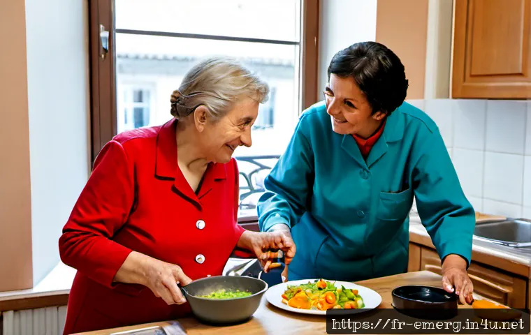 작업치료사의 지역사회 협력 사례 - Photorealistic community occupational therapist collaborating with a French municipal social worker ...